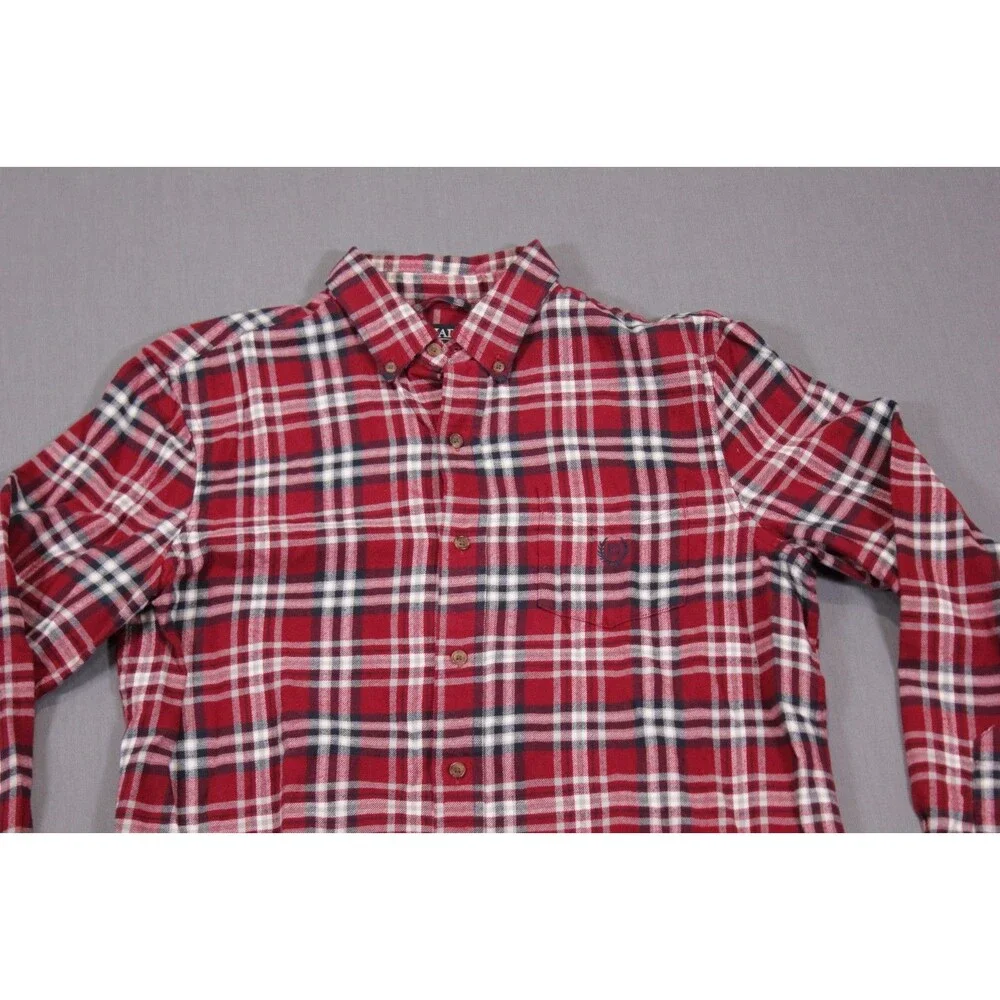 Chaps Men Performance Flannel Shirt Size Medium  Plaid  Button Down - Picture 2 of 10